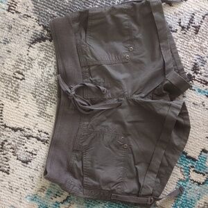 Gap Cargo Pull-On Stretch Ribbed Waistband Midrise 3" Green/Brown Shorts Size 6